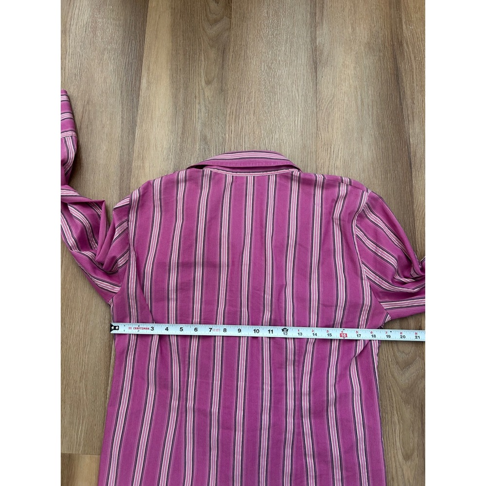 Pink Purple Striped Button Down Shirt Vintage Office Siren 10 Preppy longsleeve - Picture 5 of 5